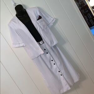 Vtg 70s Caron black & white dress with jacket